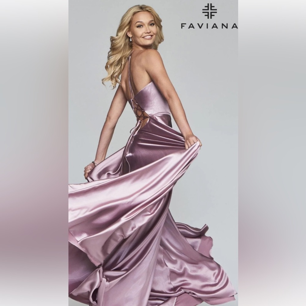 Faviana Satin Dress in Dusty Rose. Purchased at NM. NWT
